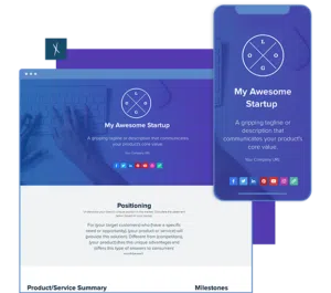 Startup One Pager Thumbnail With Desktop And Mobile View