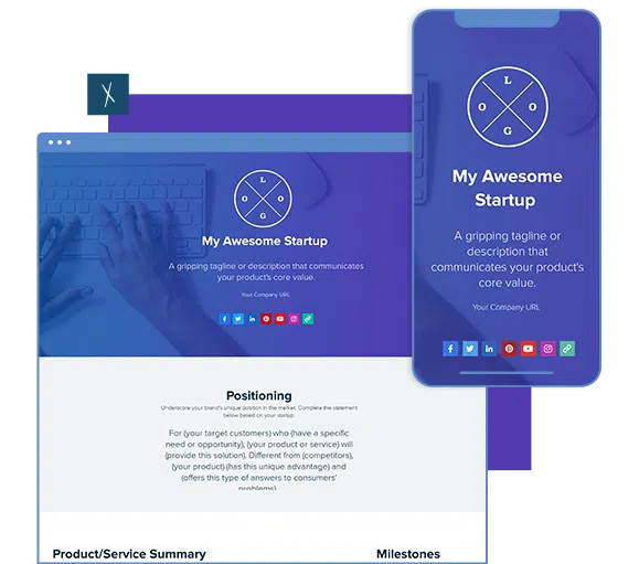Startup One Pager Thumbnail With Desktop And Mobile View