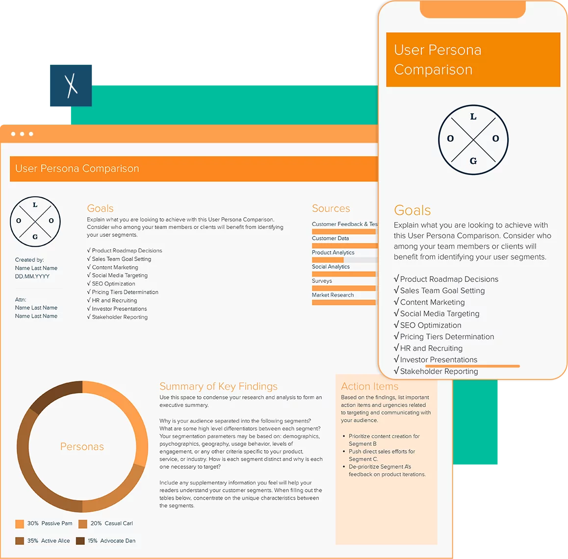 Click To Create Your Free User Persona Comparison! User Persona Comparison Template | Desktop And Mobile Views Template