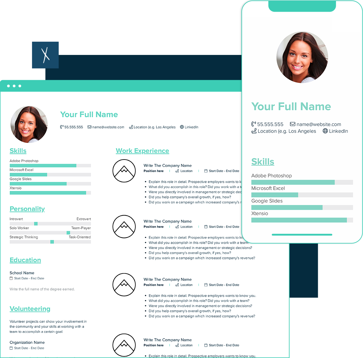 Resume Template | Desktop And Mobile Views
