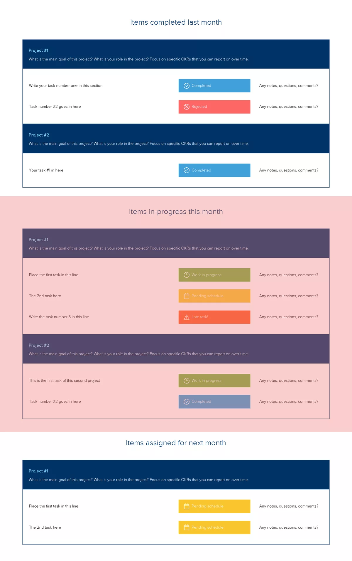 Outline The Projects And Tasks That Are In-Progress This Month