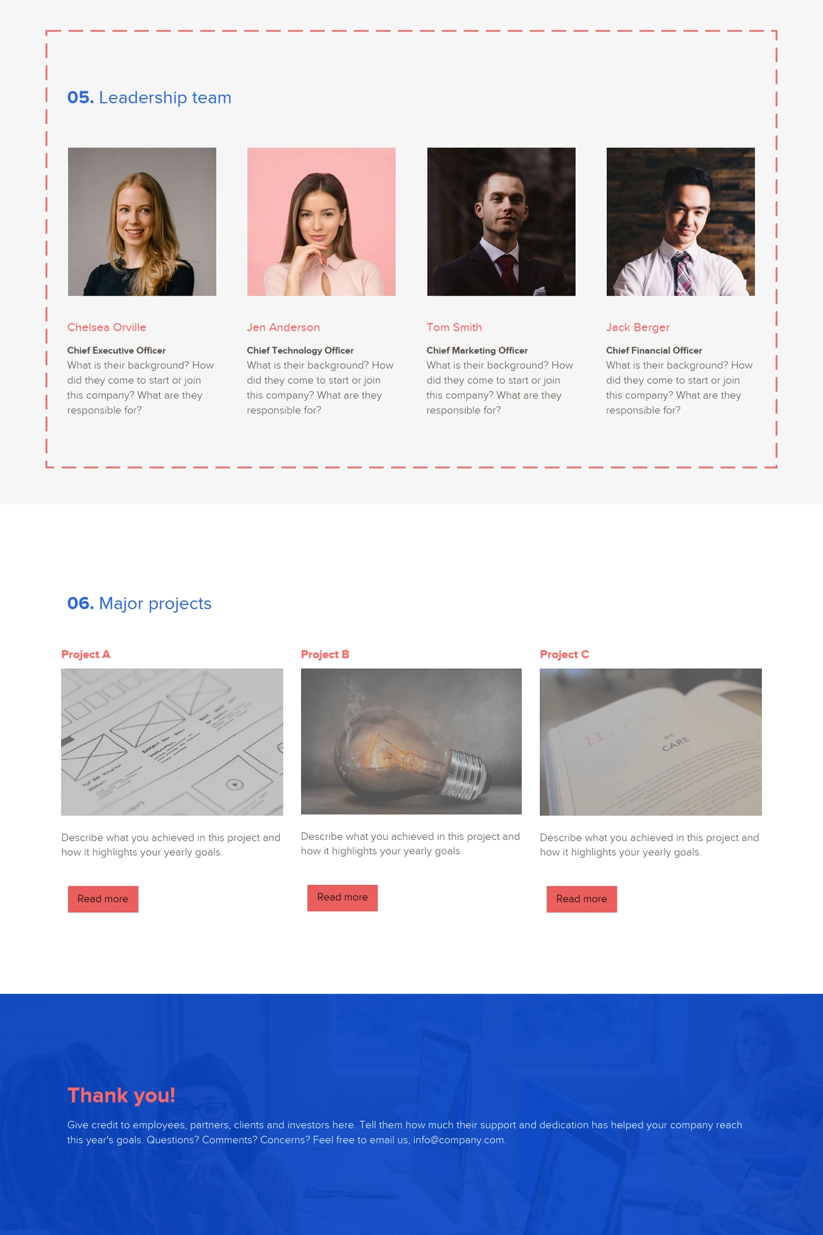 Leadership Team, Annual Report Template