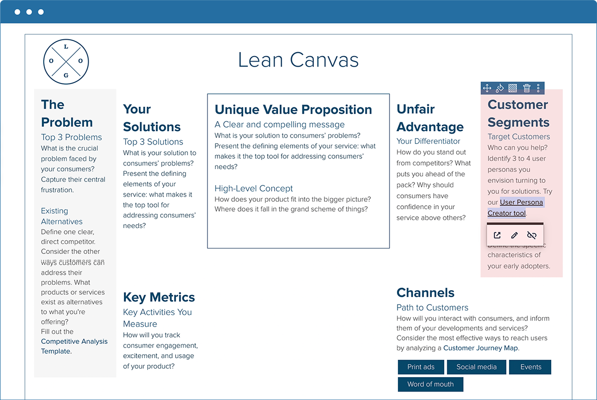 Lean Canvas Template | Customer Segments