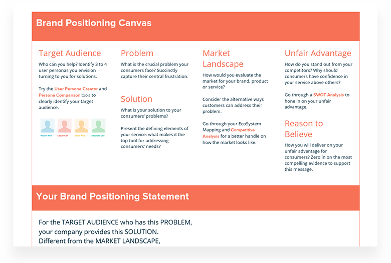 Brand Positioning Canvas Template