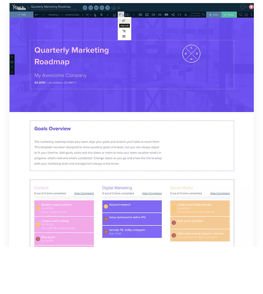 Quarterly Marketing Roadmap Example