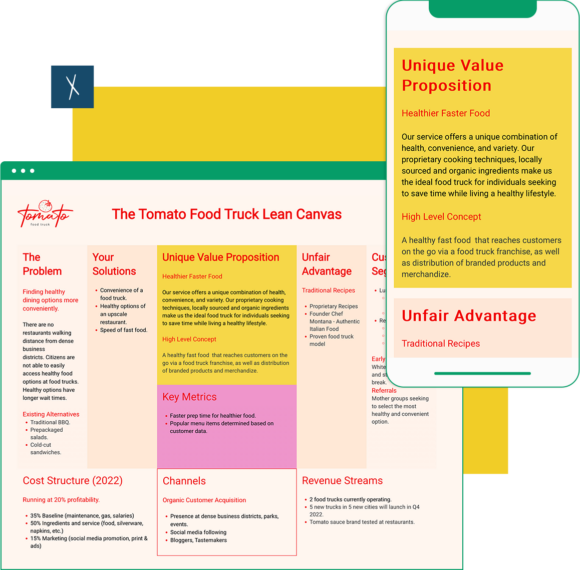Food Truck Startup Lean Canvas Template | Xtensio | 2025