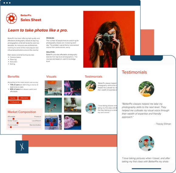 Photography Startup Sales Sheet Template