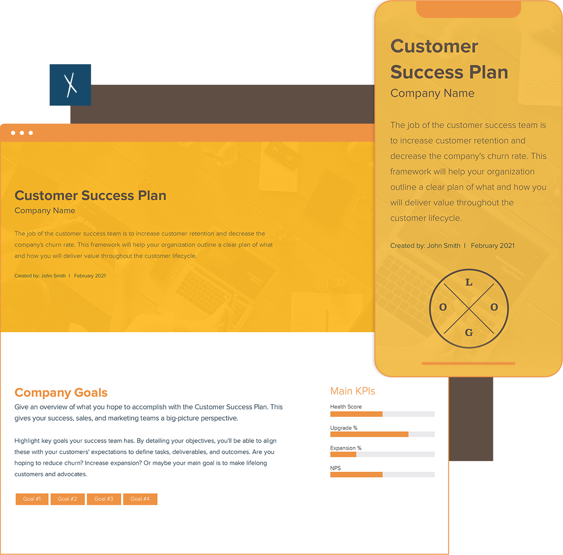 Click To Create Your Free Customer Success Plan! Customer Success Plan Template | Desktop And Mobile Views