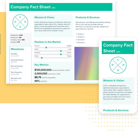 Click To Create Your Free Fact Sheet! Fact Sheet Template | Desktop And Mobile Views