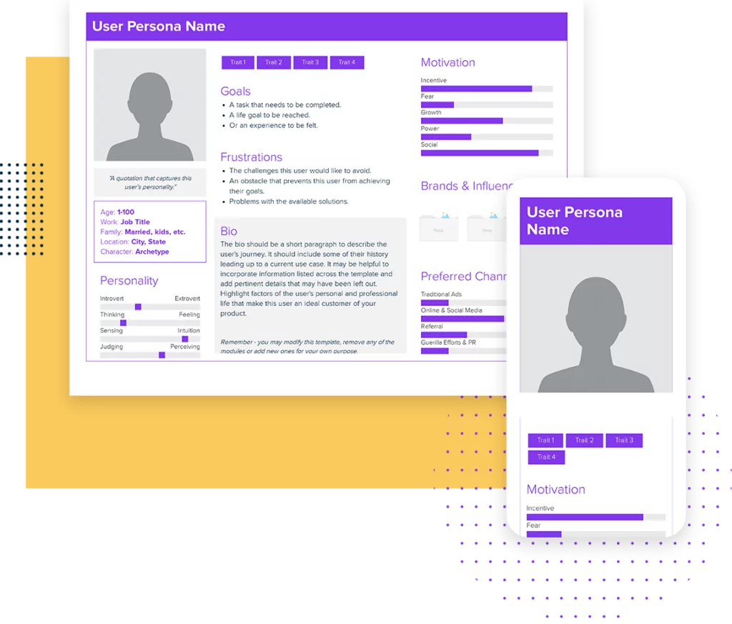 User Persona Template | Desktop And Mobile Views