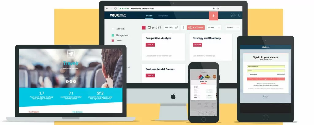 Devices Showing Startup Example Templates Built With Xtensio