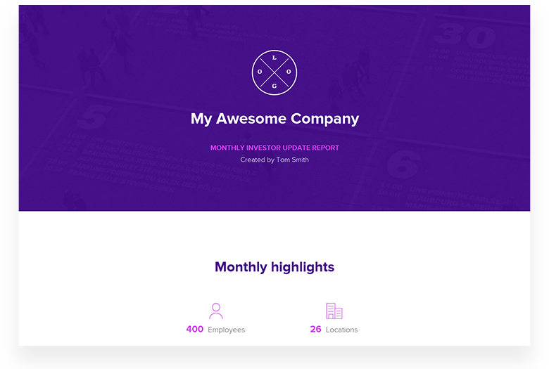 Monthly Investor Updates Report Template