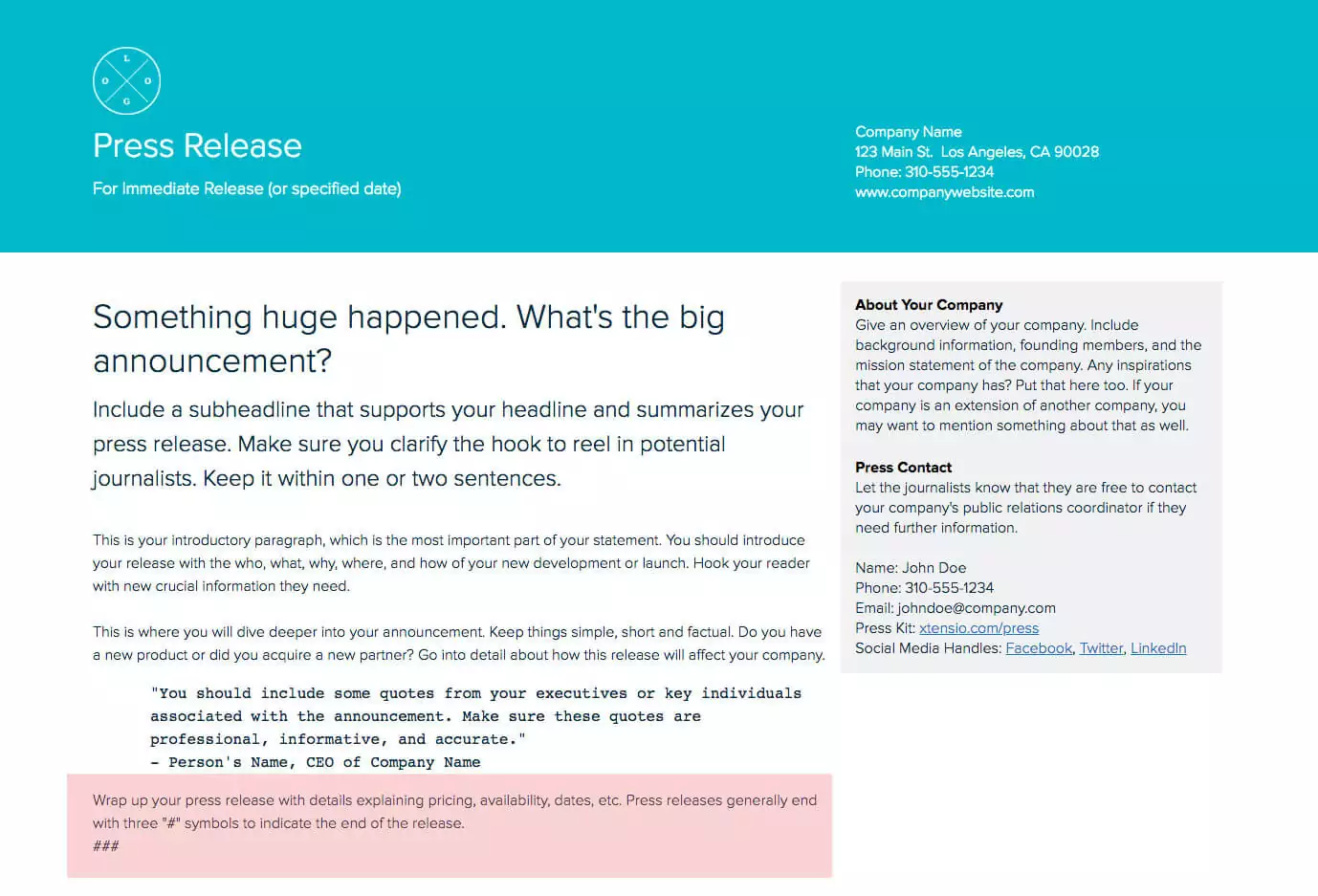 How To Write A Press Release: Closing Statement