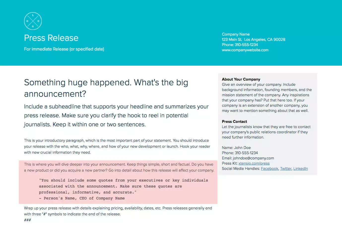 How To Write A Press Release: Quote