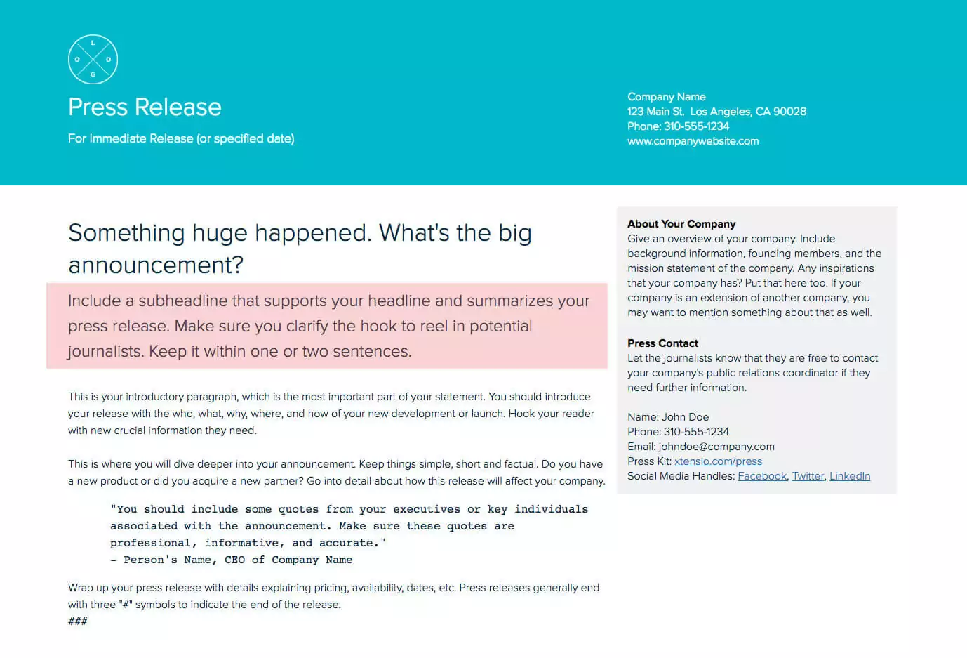 How To Write A Press Release: Subheadline