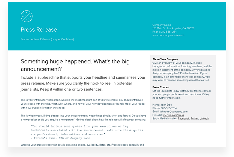 Press Release Template