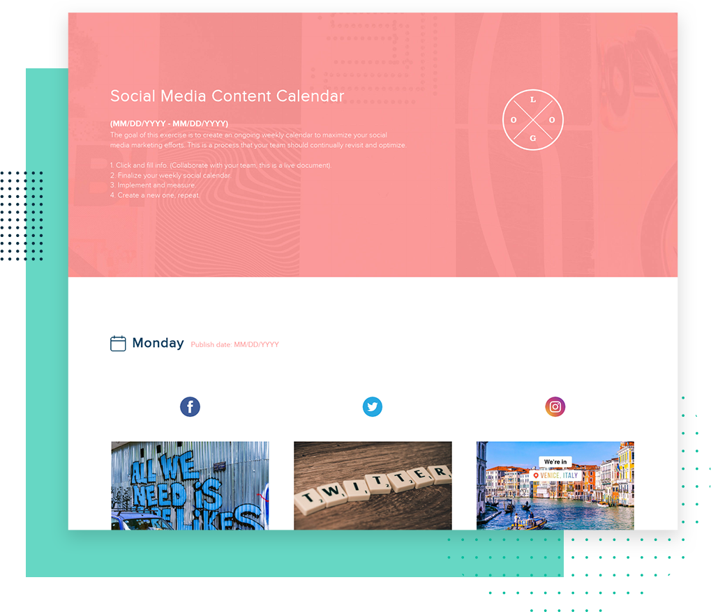 Click To Create Your Free Social Media Content Calendar! Social Media Content Calendar Template | Xtensio | 2025
