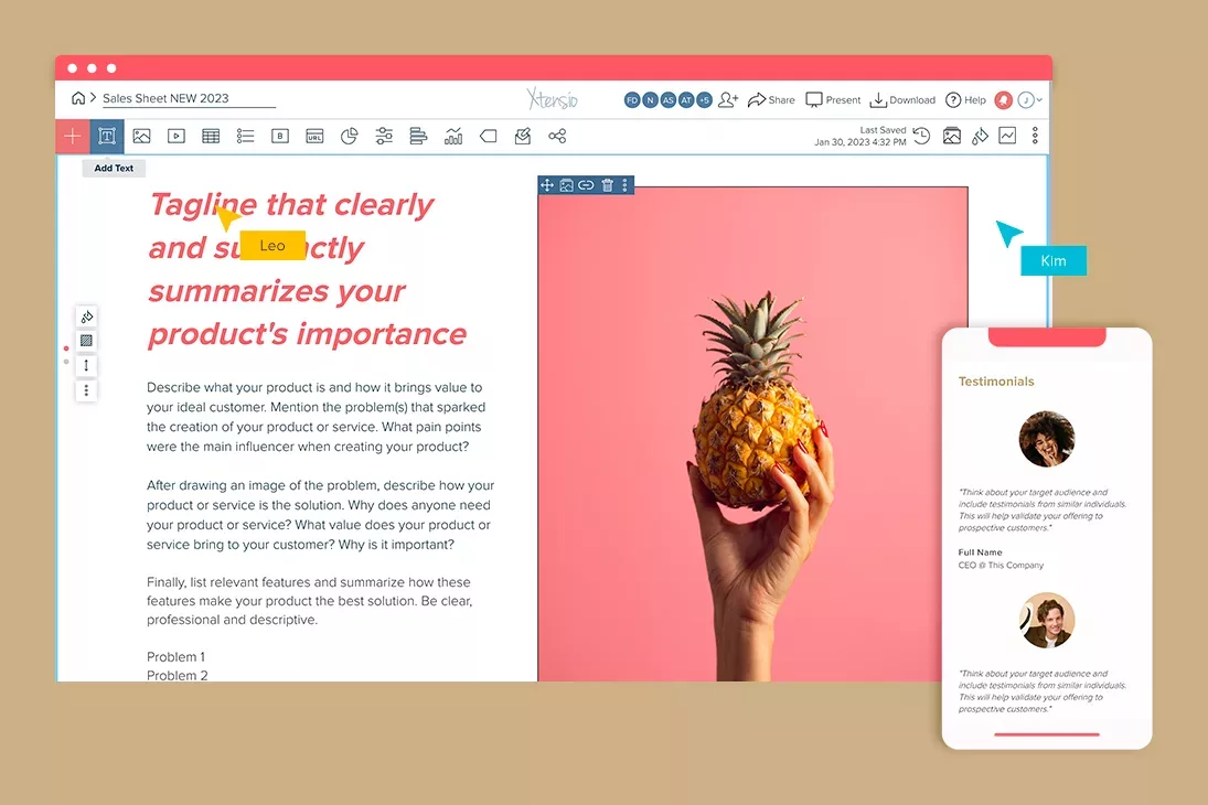 Sales Sheet Template | Desktop And Mobile Views