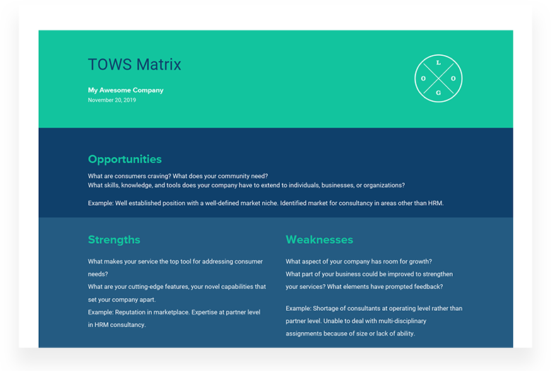 Tows Matrix Template