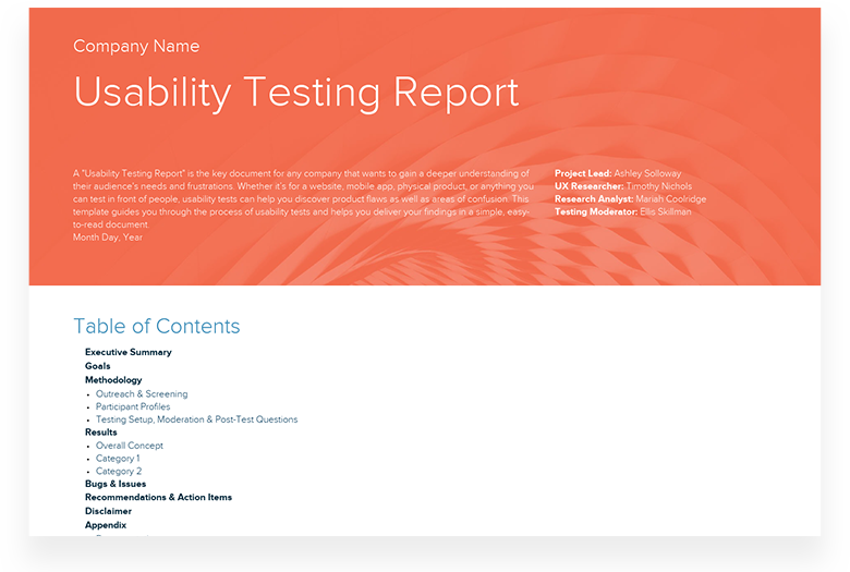 Usability Testing Template