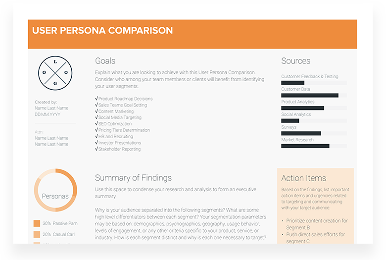 User Persona Comparison Template