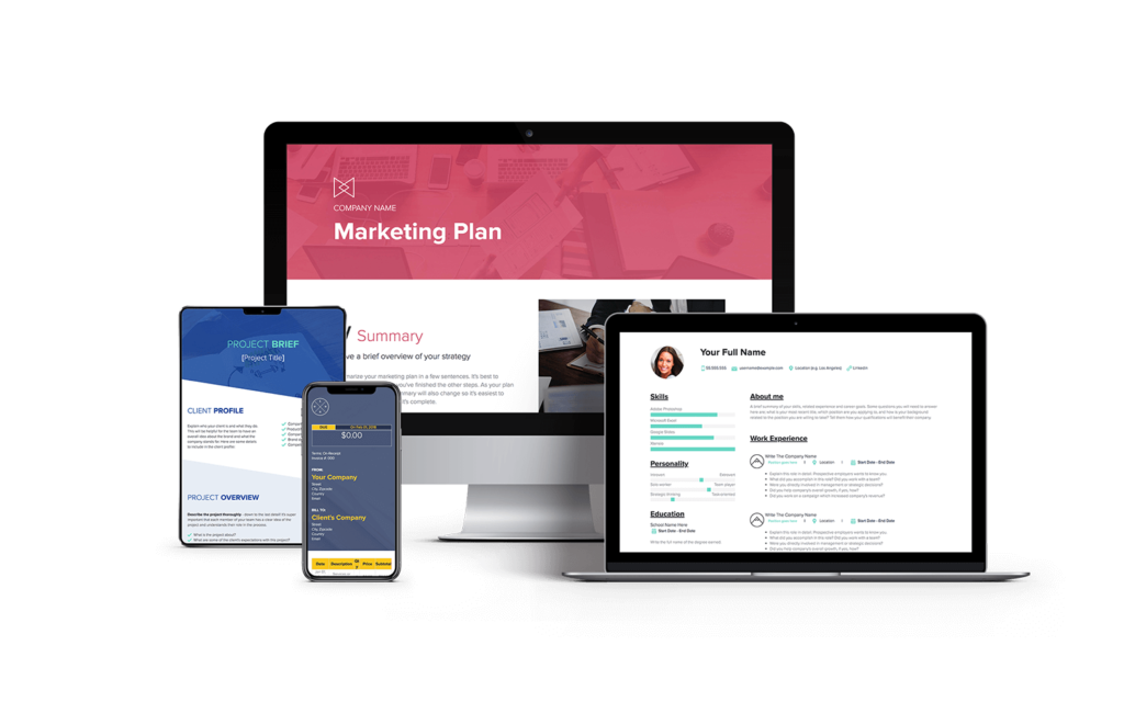 Multiple Devices Showing Different Templates And Examples Created With Xtensio